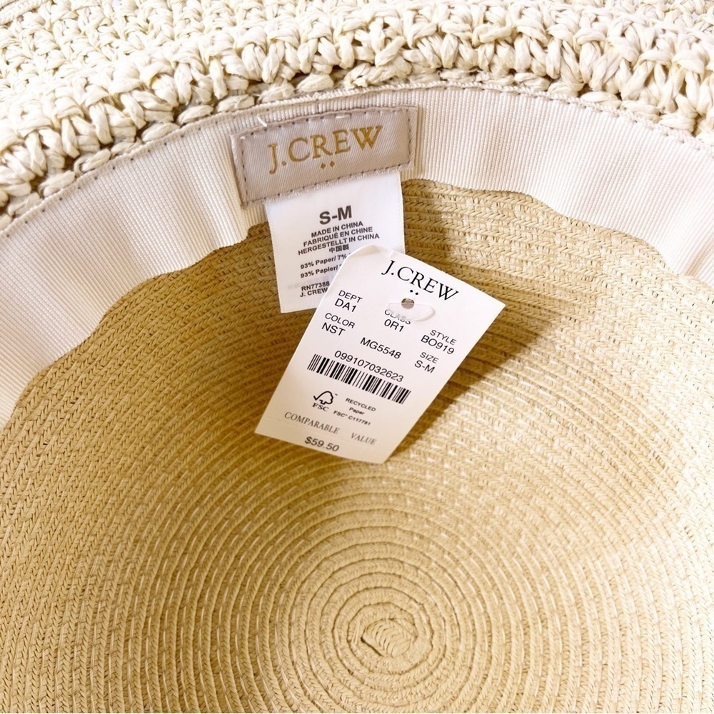 J. CREW Factory NWT Straw Floppy Hat with Wrapped Rope Size Small / Medium - Picture 12 of 13